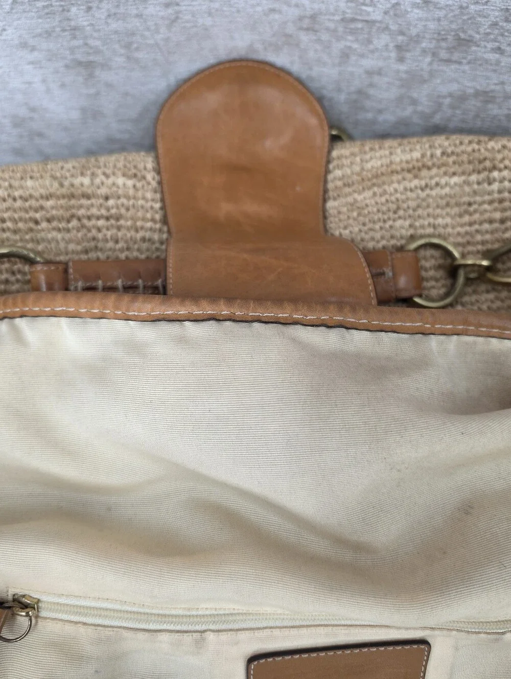 Coach Bleecker Millie Straw Raffia Leather Hobo Bag Summer Coastal Preppy